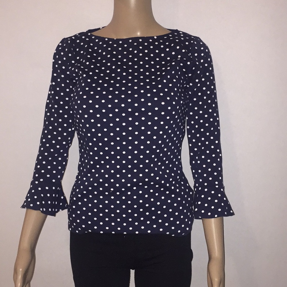 Ralph Lauren polka dot bell sleeve top Sz M